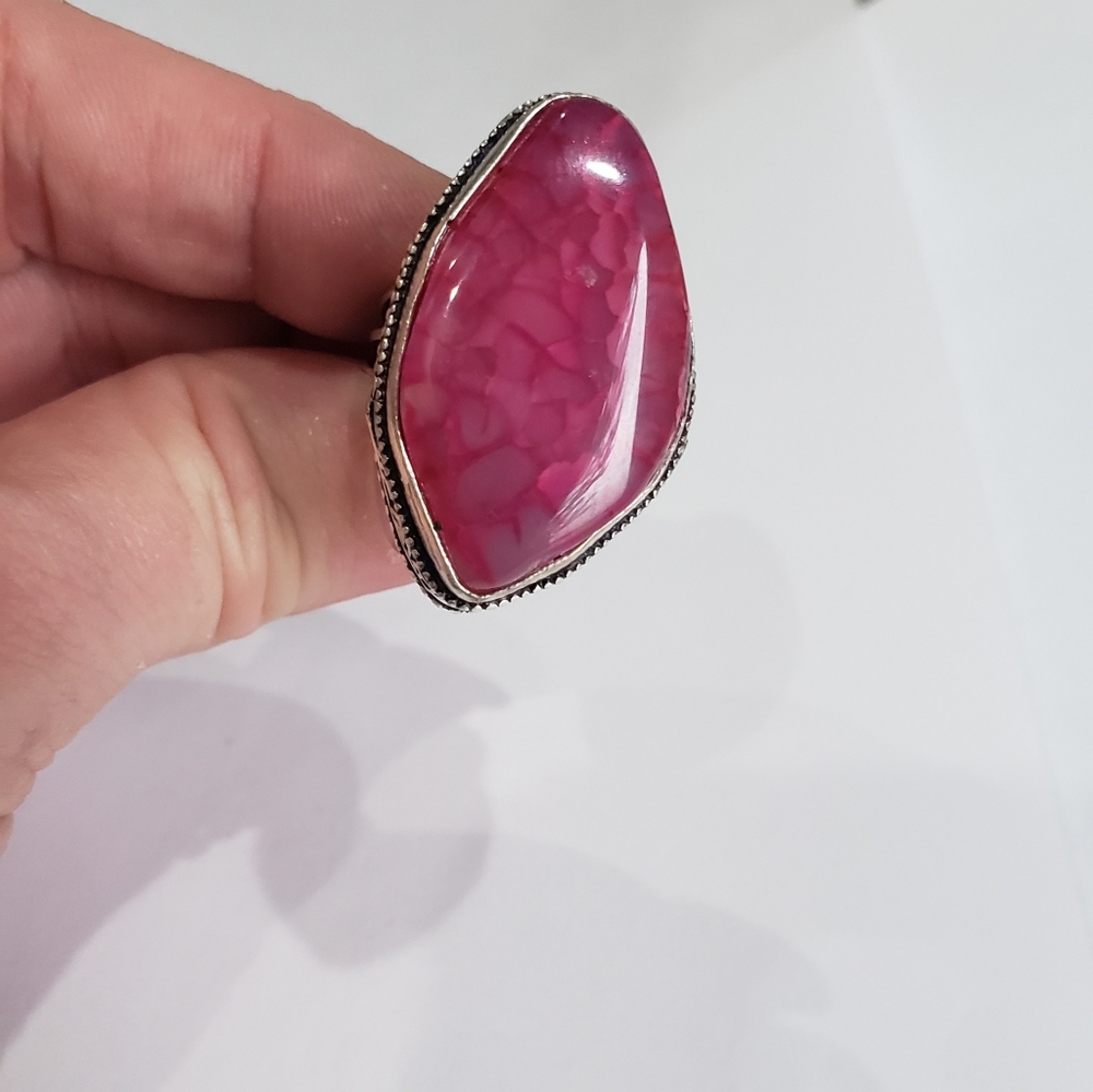 Handmade Pink Rhodonite 925 silver  ring. New never worn. - Picture 5 of 16